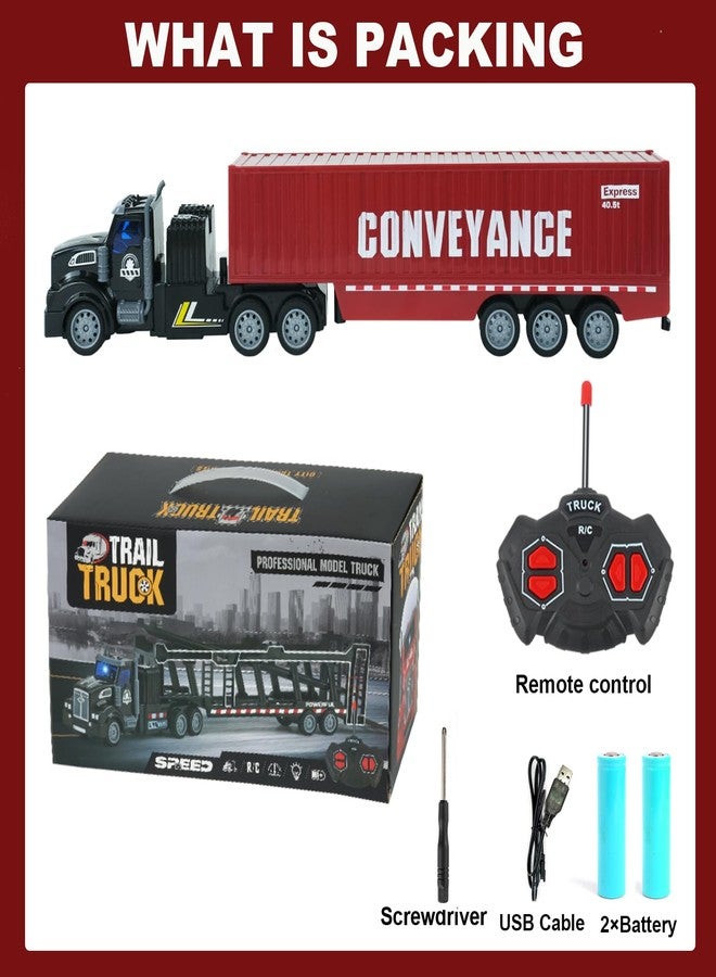 CALEST Remote Control Semi Truck with Trailer, 14" 1:48 Trailer Truck Toy, Equipped with 2 Rechargeable Batteries, Gifts Ideas for Boys Age 3-8 Year Old - Image 5